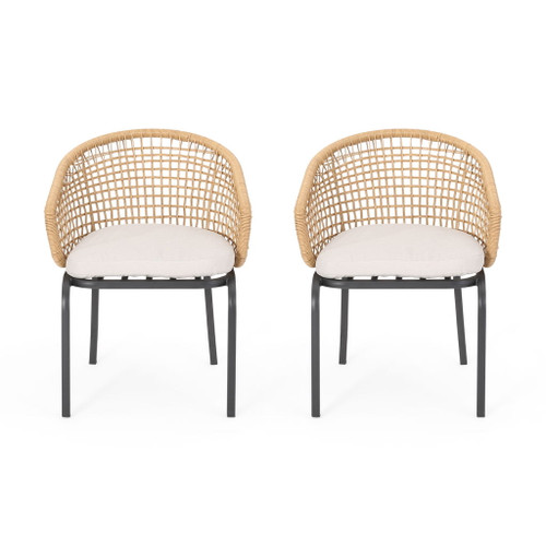 Outdoor Wicker Chair With Powder Coated Iron Legs