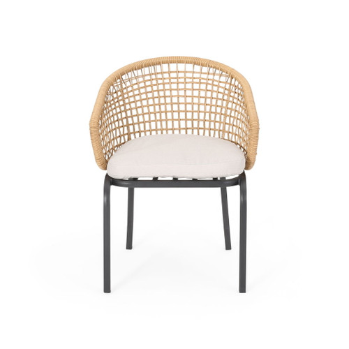 Outdoor Wicker Chair With Powder Coated Iron Legs