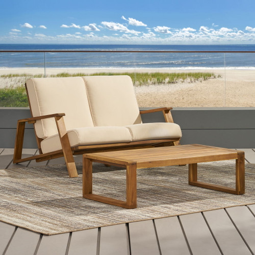 Paloma - Contemporary Loveseat And Coffee Table Set With Weather Resistant Cushions
