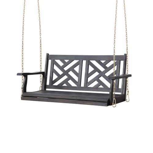 Alejandro - Acacia Wood Porch Swing With Slat Panel Seating