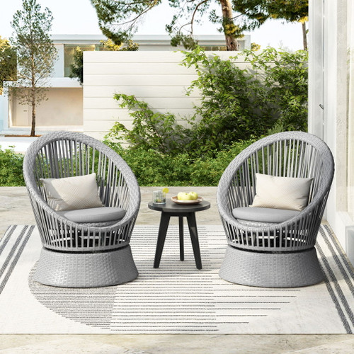 Modern Swivel Wicker Lounge Chair With Round Design