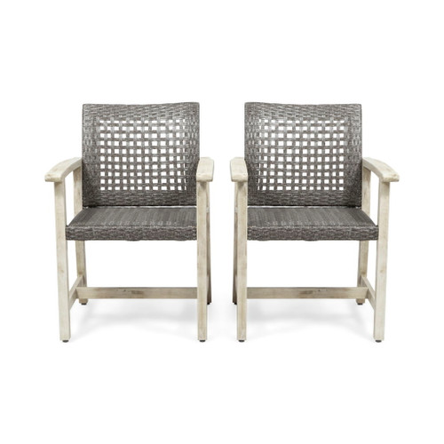 Outdoor Dining Chair Acacia Wood Frame (Set of 2)