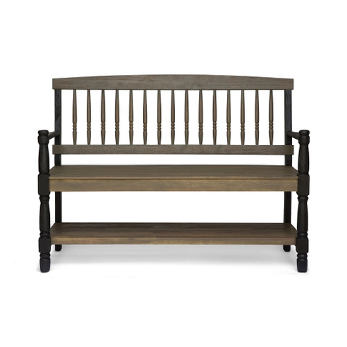 Slatted Bench With Built In Shelf