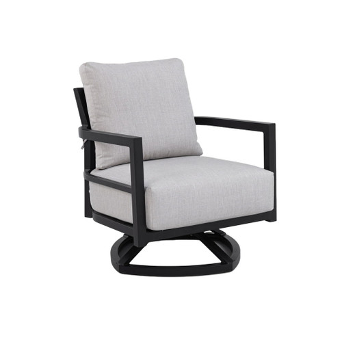 Outdoor Swivel Lounge Chair With Sunbrella Cushion, Weather Resistant - Ember Black