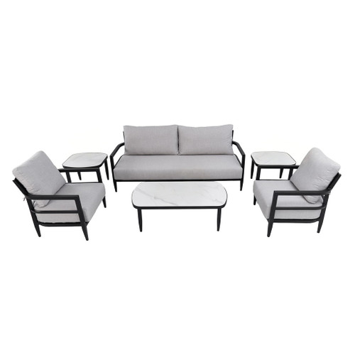 Outdoor Conversation Set With Chairs, Bench Sofa, Tables, Sunbrella Cushions