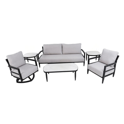 Outdoor Conversation Set With Chairs, Bench Sofa, Tables, Sunbrella Cushions