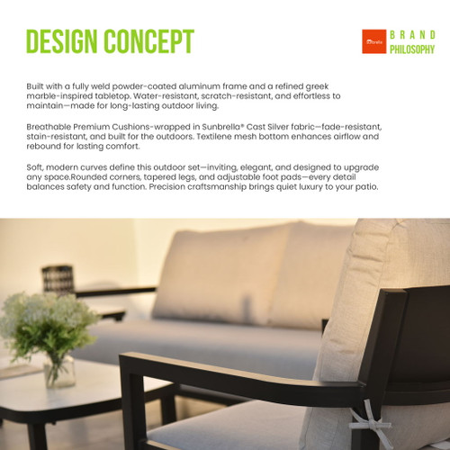 Outdoor Patio Furniture, Chat Set, Sunbrella Cushions And Side Table