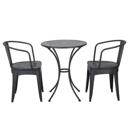 Ambrosia - 3 Piece Bistro Set With Leaf Motifs Top And Seat