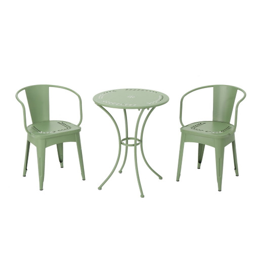 Ambrosia - 3 Piece Bistro Set With Leaf Motifs Top And Seat