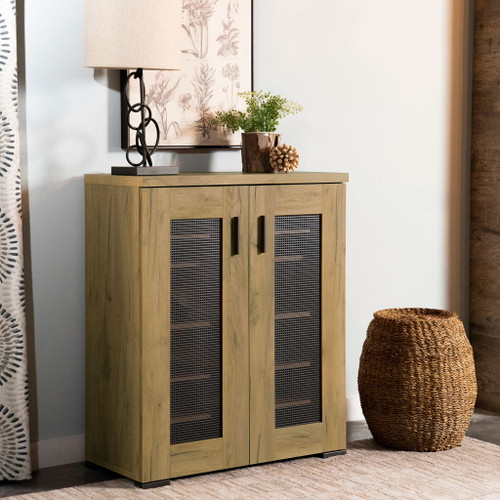 Door Accent Cabinet With Screens - Brown