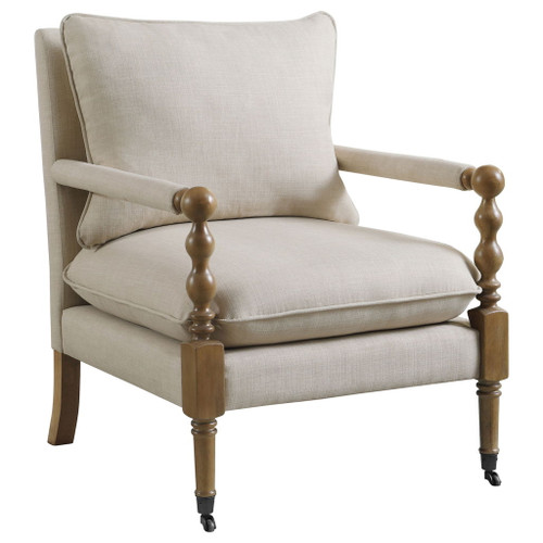 Accent Chair With Turned Legs - Beige