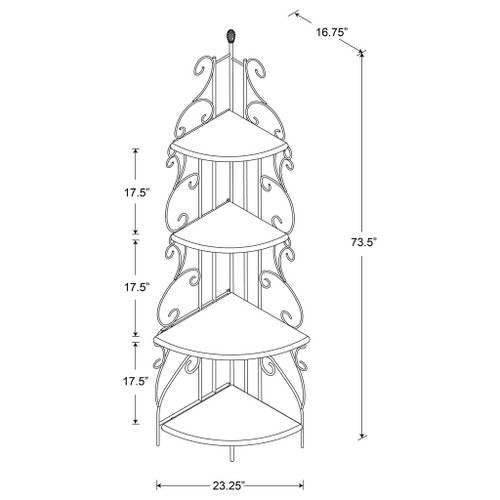 4 Shelf Corner Bookcase - Cappuccino