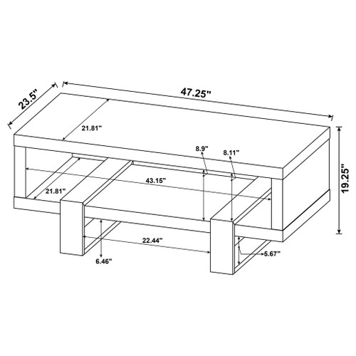 1 Shelf Coffee Table Design And Accents - Gray