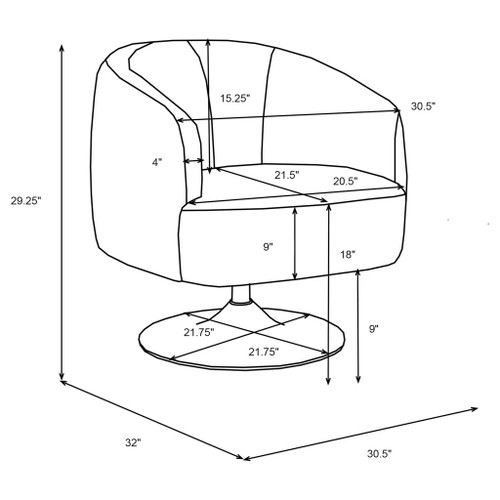 Upholstered Swivel Accent Chair, 360 Degree Rotation - Beige