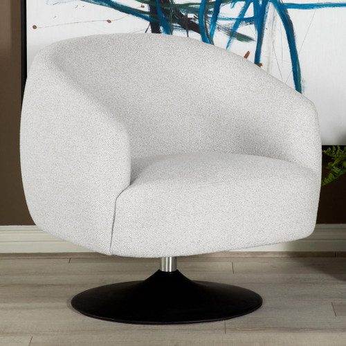Upholstered Swivel Accent Chair, 360 Degree Rotation - Beige