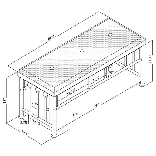 Upholstered Bench - Brown / Dark Bronze