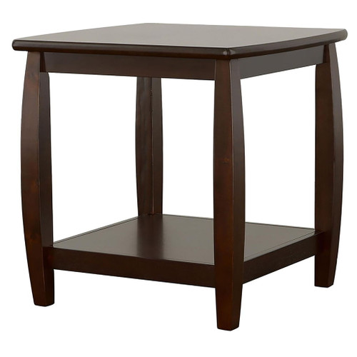 Square End Table With Double Shelf - Brown