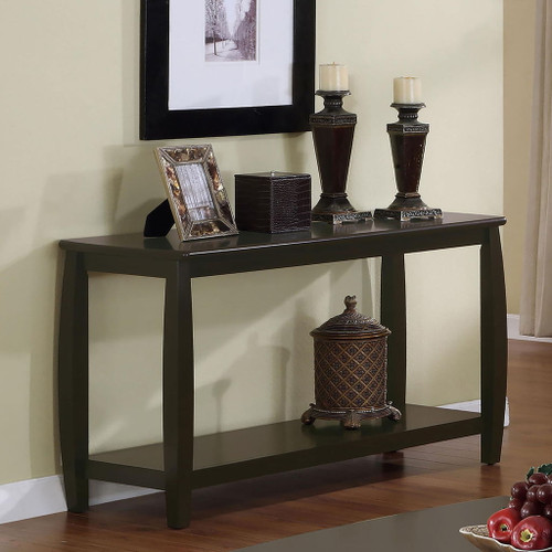 Rectangular Sofa Table With Double Shelf - Brown