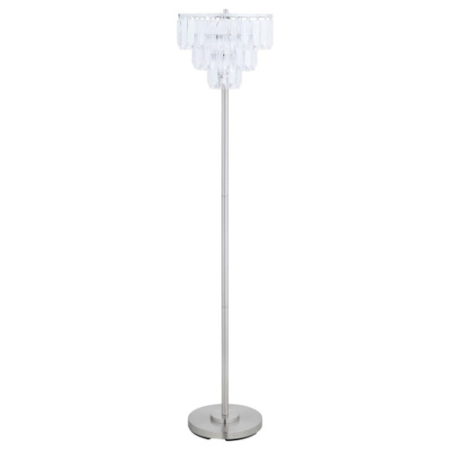 Base Floor Lamp With Crystal Shade - Silver