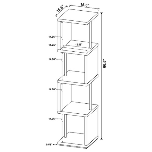 4 Tier Bookcase With Accents - Black