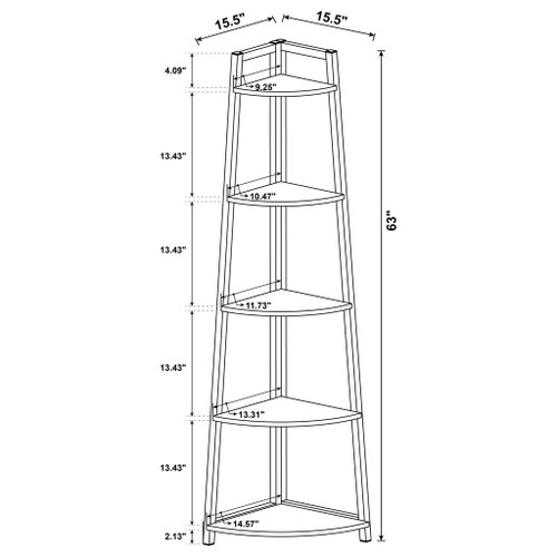 5 Tier Corner Bookcase - Brown