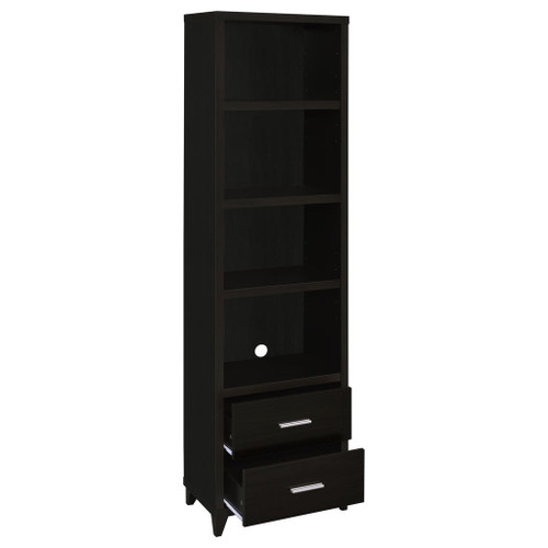 Media Tower With And Drawer With Adjustable Shelves Handles - Brown