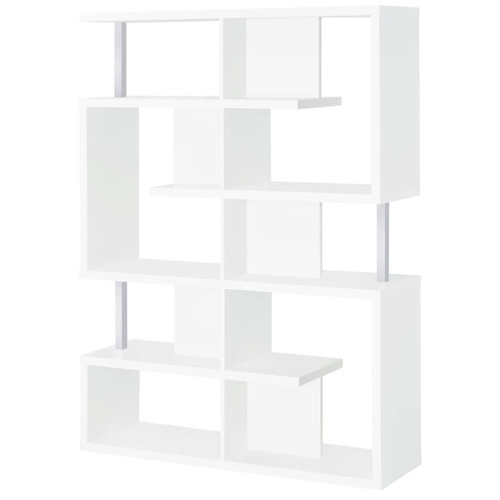 5 Tier Geometric Bookcase - White