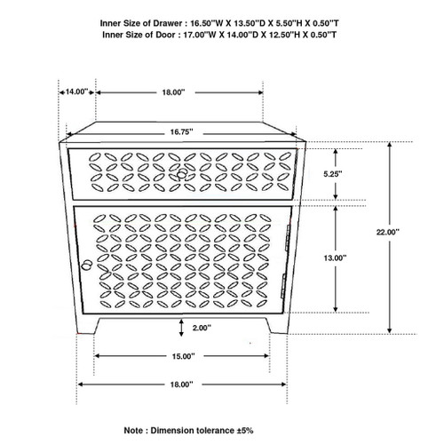 1 Door Accent Cabinet With Drawer - Beige