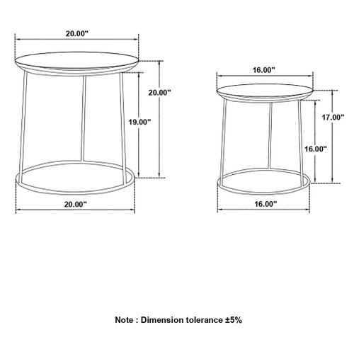 2 Piece Nesting Table With Embossed Tops And Base - Black