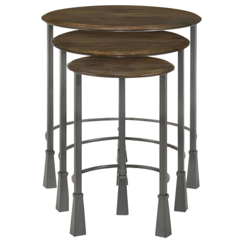 3 Piece Nesting Table Set - Brown