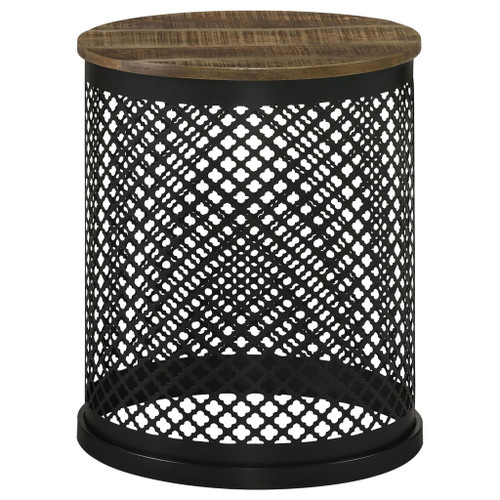 Drum Base Accent Table - Brown