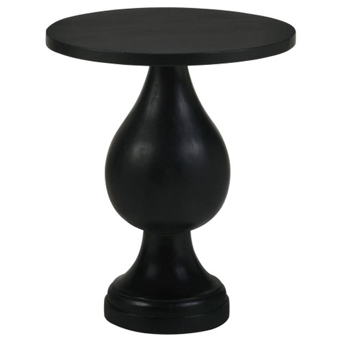 Stain Pedestal Accent Table Elegant Design With Round Top - Black