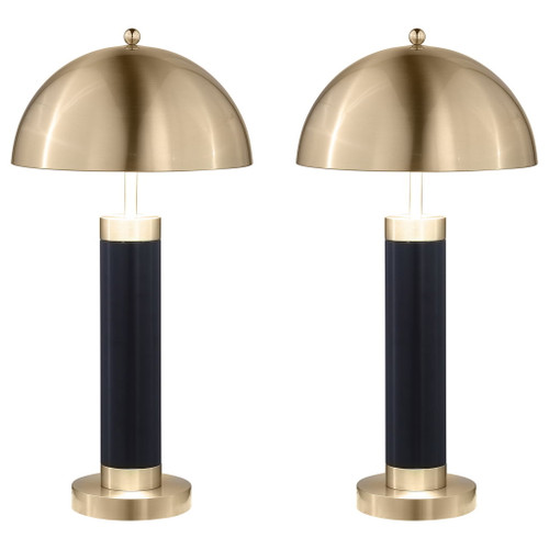 Leoch - Dome Shade Pillar Table Lamp Set With Dome - Black