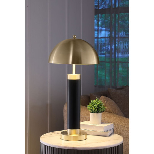 Leoch - Dome Shade Pillar Table Lamp Set With Dome - Black