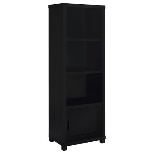 Sandl - 3 Shelf Media Tower With Cabinet Storage Solution - Black