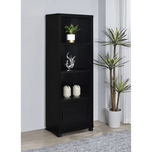 Sandl - 3 Shelf Media Tower With Cabinet Storage Solution - Black