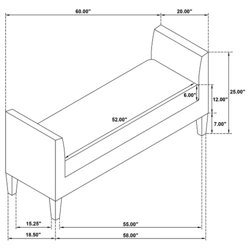 Hollis - Upholstered Accent Bench With Armrests Seating - Vanilla White