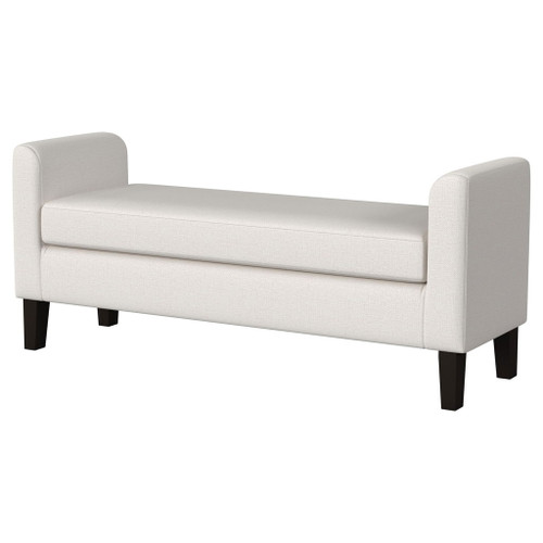 Hollis - Upholstered Accent Bench With Armrests Seating - Vanilla White
