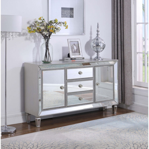 Gabrielle - 3 Drawer Mirrored Storage Accent Cabinet - Silver