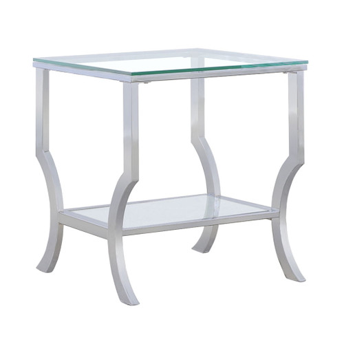 Porch & Den - Square Top End Table Elegance Glass - Chrome