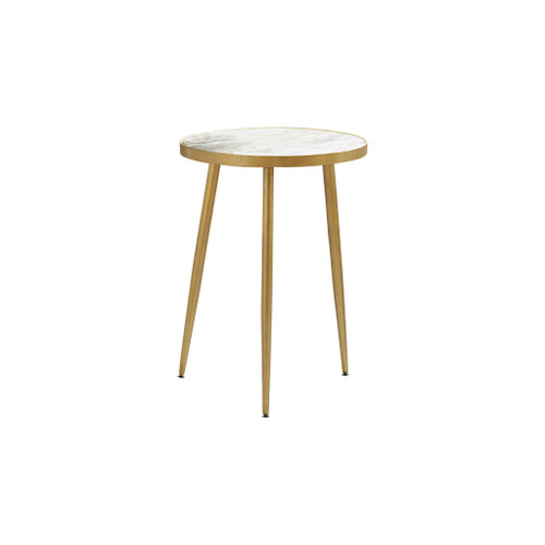 Delilah - Marble And Table Elegant Round Design With Polished - White / Gold