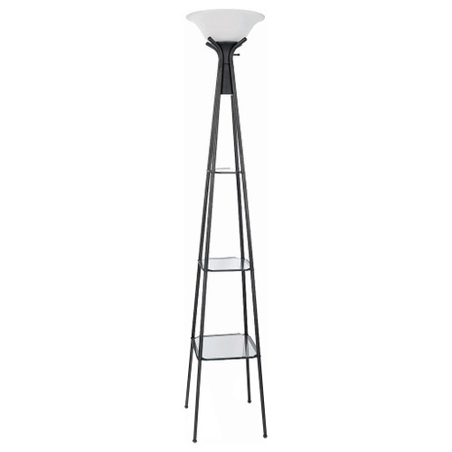 Sentinel - 3 Shelf Frosted Torchiere Floor Lamp With Shelves - Black