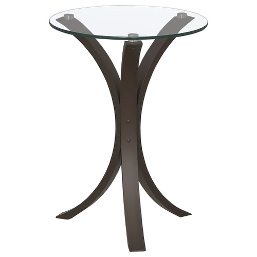 Helena - Round Glass Top Accent Side Table - Cappuccino