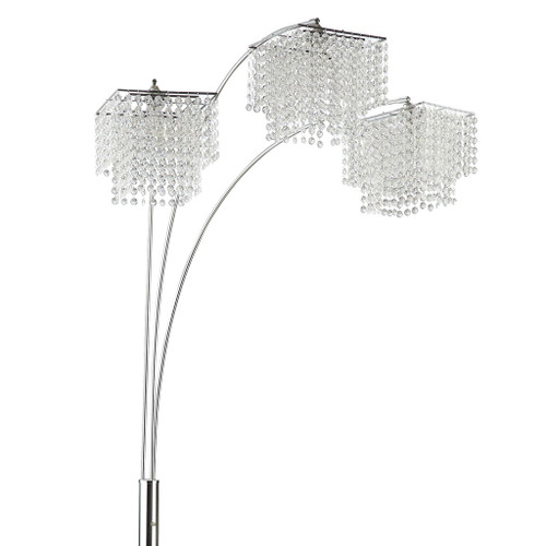 Bali - Shores Hanging Crystal Arc Floor Lamp Floor Lamp - Chrome