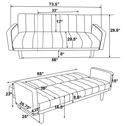 Mohawk - Tufted Back Sofa Bed - Gray