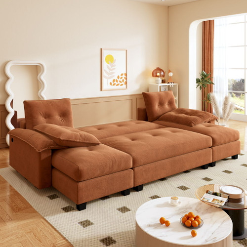 U-Shaped Sleeper Sofa With Pull Out Bed