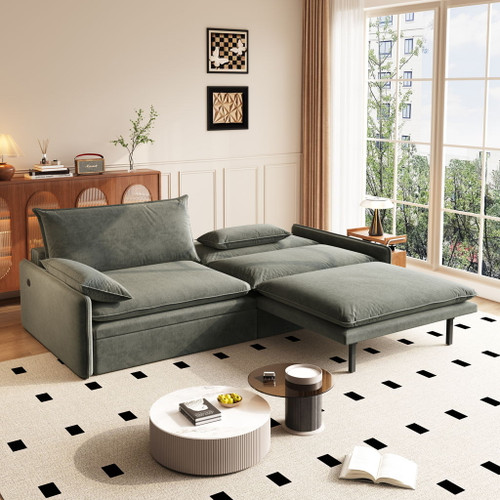 4 Seat Convertible Sleeper Sofa Bed, Modern With Storage