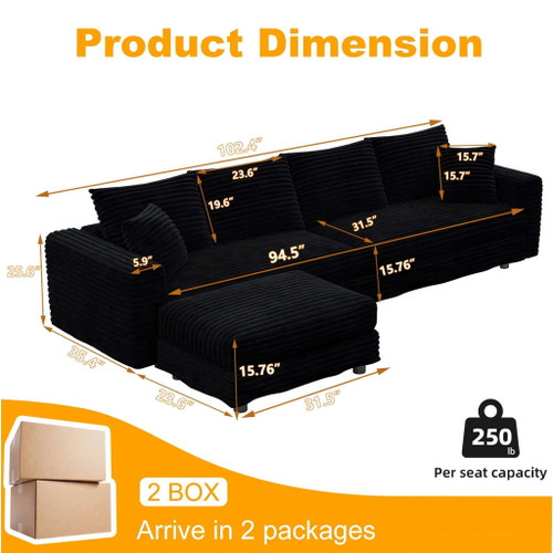 Modern Comfy Upholstered Sofa Cloud Couch & Deep Seat Couches