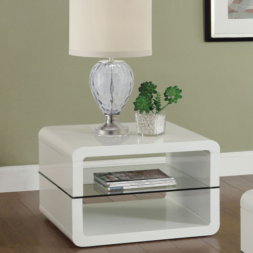 Emerson - 1 Shelf Rectangular Side End Table - White