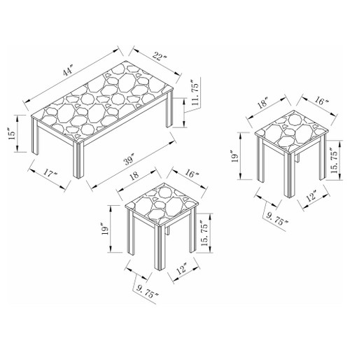 Pola - 3 Piece Coffee Table Set - Gray